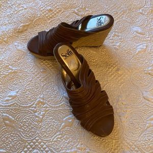 Brown Leather Sofft Wedge -New